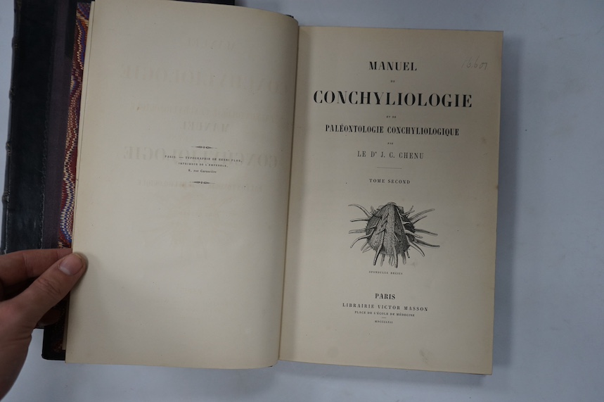 Chenu, Jean Charles - Manuel de Conchyliologie et de Paleontologie Conchyliologique, 2 vols. in 1, 4to, cloth, with 4945 lithographic illustrations of which a few are coloured, Victor Masson, Paris, 1859-62 and a further